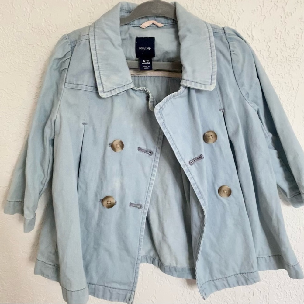 3 for$45 - Gap Baby Toddler Denim Jean Double Breasted Coat